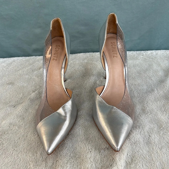 SCHUTZ Cheslie Pumps Metallic Gray Size 11 - Picture 1 of 10